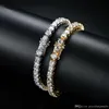 bracciali a catena con diamanti hip hop tennis per uomo moda zirconi in rame 7 8 pollici gioielli in argento dorato238c