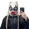 Baskar roligt clown horn balaclava huvud täckande gåva varm wacky mössa hatt