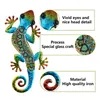 Metal Gecko Wall Decoration Lizard Garden Art Hanging Glass Sculpture Indoor and Outdoor Terrace Fence 3 Color 2 Pcs 240119