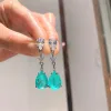 Halsketten 2022 Paraiba Turmaline Gemstone Long Anhänger Halskette Quasten Ohrringe Hochzeitstag Fein Schmuck Set Frauen Geburtstag Geschenk