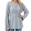 Camicette da donna 2024 Manica lunga Elastico in vita per le donne Elegante camicia casual in cotone albero Elegante volant femminile Top Swing Streetwear