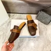 Luxo moda chinelo designer novo estilo mulheres casual sapato sliders sandale senhora slide mules verão mocassins presente sandália de salto plano clássico marrom praia sapatos de couro