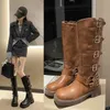 Boots Woman Boots Knee High Platform Elegant Low Heel Trend Punk Gothic New Rock Leather Fashion Women's Shoes Motorcykel Footwearl2401