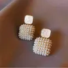 Stud 2023 Nouvelle mode coréenne Imitation perle boucles d'oreilles pour femmes exquis géométrique Zircon cristal boucle d'oreille bijoux de fête de mariage YQ240129