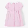 Flickaklänningar 2024 Baby Girls Pink Solid Color Cotton Dress Lovely and Comfort Children Elegant Soft For Kids 2-8 år