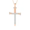 Cross Diamond Pendant with Precious White Natural Diamond in 14kt and 18kt Yellow White and Rose Gold