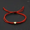 Charm Bracelets Gold Silver Colour Love Heart Bracelet Couple Wish Lucky Red String Braided Adjustable For Women Men Jewelry