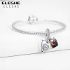 Grânulos eleshe personalizado romântico amor balançar encantos caber pulseira colares 925 prata esterlina personalizado foto contas para fazer jóias