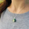 Pendants Lotus Fun Real 925 Sterling Silver Natural Aventurine Green Gemstone Fine Jewelry Lotus Whispers Pendant for Women without Chain