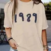 Женская футболка Летняя женская модная футболка 1989 года. Винтажная футболка с буквенным принтом. Негабаритные футболки с короткими рукавами и рисунком. Хлопковые женские топы в стиле гранж T240129.