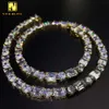 Ювелирные изделия в стиле хип-хоп изумрудной огранки из стерлингового серебра VVS Муассаниты с бриллиантами Ожерелье из муассанита Теннисная цепочка