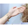 Bracciale Orecchini Collana Set di orecchini in oro 18 carati Fiore Timbro Marchio Ragazza Logo Regalo Gioielli Anello Amore romantico Perla Stud Primavera Dro Otprj