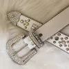 Punk White Rhinestone Belts Women Designer Skórzany pasek Diamond Bing Belt Western Cowboy Y2K E Girls Fashion Pas dla dżinsów mężczyzn 240119