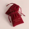 Biżuteria 50pcs Wine Velvet Jewelry Bag torebka na wesele cukierki Torba prezentowa Świąteczna impreza Niestandardowe Logo Organizator Personalizado Opakowanie