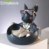 Ermakova Cool Dog Figurine Pies Statua Pudełko Pudełko Zwierzęta Ozdoba Rzemiosła rzemieślnicza Rzeźba Rzeźbia Dekoracja Dekora