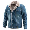 Jaquetas masculinas homens luz azul denim fino casual casacos de lã masculino algodão de alta qualidade mais grosso inverno jean quente