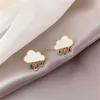 Stud Cute Cloud White Rain Waterdrop Dangle Earrings For Women Korean Sweet Summer Crystal Clouds Drop Earring Wedding Party Jewelry YQ240129