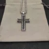 free shipping Designer dy luxury Jewelry David Yuman Necklace High Version Double Button Thread Cross with Diamond Black and White Diamond Necklace Chain 3mm Thick 5