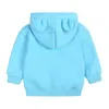 Jackor 2024 Blue Fashion Baby Boys Girls Hoody Children Warm Cotton Traight Clothing Spädbarn Solid Autumn Pullover Sweatshirts