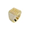 Anillos Jewe S Sterling Sier Hip Jewelry Square Out Rings Plataforma de oro chapada en oro Diamante Cz anillo de bling para hombres