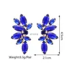 Stud Dark Blue Series Long Dangle Drop Earrings for Women 2022 Trend Luxury Flower Geometric Acrylic Crystal Vintage Charm Jewelry YQ240129