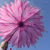 Parapluies Parapluie Transparent Parapluie Fleur De Cerisier Feuilles D'érable Longue Poignée Camomille Peinture De Cuisson Claire Paravent Créatif