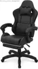 Autres meubles Chaise de jeu avec repose-pieds Appui-tête Support lombaire Noir Dossier haut Ergonomique Chaise de jeu vidéo réglable Q240129