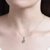 Anelli Creati Bluastro Verde Smeraldo Pera Pietra preziosa Solido Sterling 925 Set di gioielli in argento per le donne Anello Collana Orecchino per Matrimonio