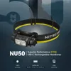 Torches NITECORE NU50 Headlamp Lightweight USB-C Rechargeable White Red Light Headlight Lantern Built-in Battery Outdoor Camping