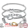 Andra 2023 Ny Hot 925 Sterling Silver Love Me Chain Link ORING STUDS Women's Logo Armband för original DIY charmsmycken