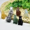 Estátua de coelho de tamanho pequeno, artesanato, chakra natural, pedra de quartzo, cristal esculpido, estatueta de animal de cura reiki