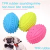 Dog Toys Chews 3 Color Molar Teeth Chew Fashion Pet Supply 3D Baseball Shape Rubber Round Ball Toy Interactive Funny Training Drop Otkus