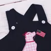 Kläder sätter babyflickkläder Set Cotton Independence Days Suit valp broderi bodysuit babi gitter t-shirt småbarn kläder 1-8t