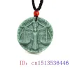 Hängen Jade Zodiac Pendant Green Necklace Gemstone Amulets smycken Stone Natural Halsband kinesiska man verklig talismans lyx