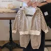 Kleidungssets Frühling und Herbst Kinderbekleidung Baby Stripe Sportset 1-8 Jahre alte Kinder Kapuzenpullover Strickjacke Hosen Lässige Zweiteiler