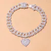 Chunky Miami Cubaanse schakelketting enkelbandje Iced Out armband voor dames heren Strass hiphop voet rock hartvormige enkelbanden groothandel 240125