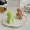 2PCS Candles Baby Birthday Cartoon Pink Bear Cake Topper Scented Candle Decoration Holiday Fragrance Favor Gift Handmade Cute Baking Supplies