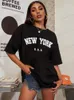 Kvinnors t-shirt New York U.S.A Street Letter Style Tryckt kvinnor T-shirts bomullskvalitet Kort ärm Summer Breattable Hip Hop Tee Clothing T240129