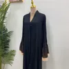 Ubranie etniczne Eid Mubarak Open Abaya for Women Black Kimono Cardigan Dubai Turkey Kaftan Sukienka muzułmańska szat Jalabiya Longue Femme Musulmane