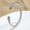Designer David Yuman Jewelry Xx pulseira semelhante com abertura de torção de cabo 5 mm