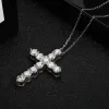 Halsband Serenity Day 3.0mm 4mm Moissanite Halsband Sterling Sier Cross Pendants Halsband för kvinnors engagemang Brudfina smycken