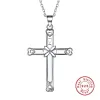 Pendenti chicsilver 925 collana a ciondolo in argento in argento sterling per donne svuotate di gioielli cristiani religiosi croce religiose