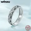 Ringar Wostu 925 Sterling Silver Heart Shaped Relief Ring Vintage Finger Ring for Women Party Date Wedding Fine Jewelry Gift Certified