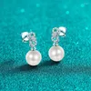 Boucles d'oreilles AZ829-E Lefei Mode Diamant-ensemble Moissanite Numéro 8 Perle Pour Charme Femmes 925 Argent Fête Élégant Bijoux Cadeau