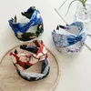 Hair Clips Korean Summer Printing Fabrics Fashion Wide Edge Headband Vintage High Top Cross Accessories For Woman Girls