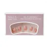 False Nails Short Powder Blusher Glitter Champagne Gold Nail Patch Wearable Removable