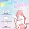 Other Furniture Dowinx Gaming Chair Cute with Cat Ears and Massage Lumbar Support Ergonomic Computer Chair for Girl with Footrest and Q240129