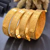 Bangle 4st/set Big Ethiopia Dubai Gold Color Bangles For Women African Party Wedding Flower Gifts Banglesbracelets smycken gåvor