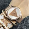 Brand quartz wrist Watch for Women Girl Triangular crystal style dial metal steel band Watches GS 22 218i