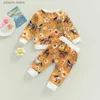 Conjuntos de ropa Conjunto de ropa para bebé recién nacido, estampado de caballo Floral, sudadera de manga larga, Tops, pantalones, trajes, ropa para niño pequeño de primavera y otoño